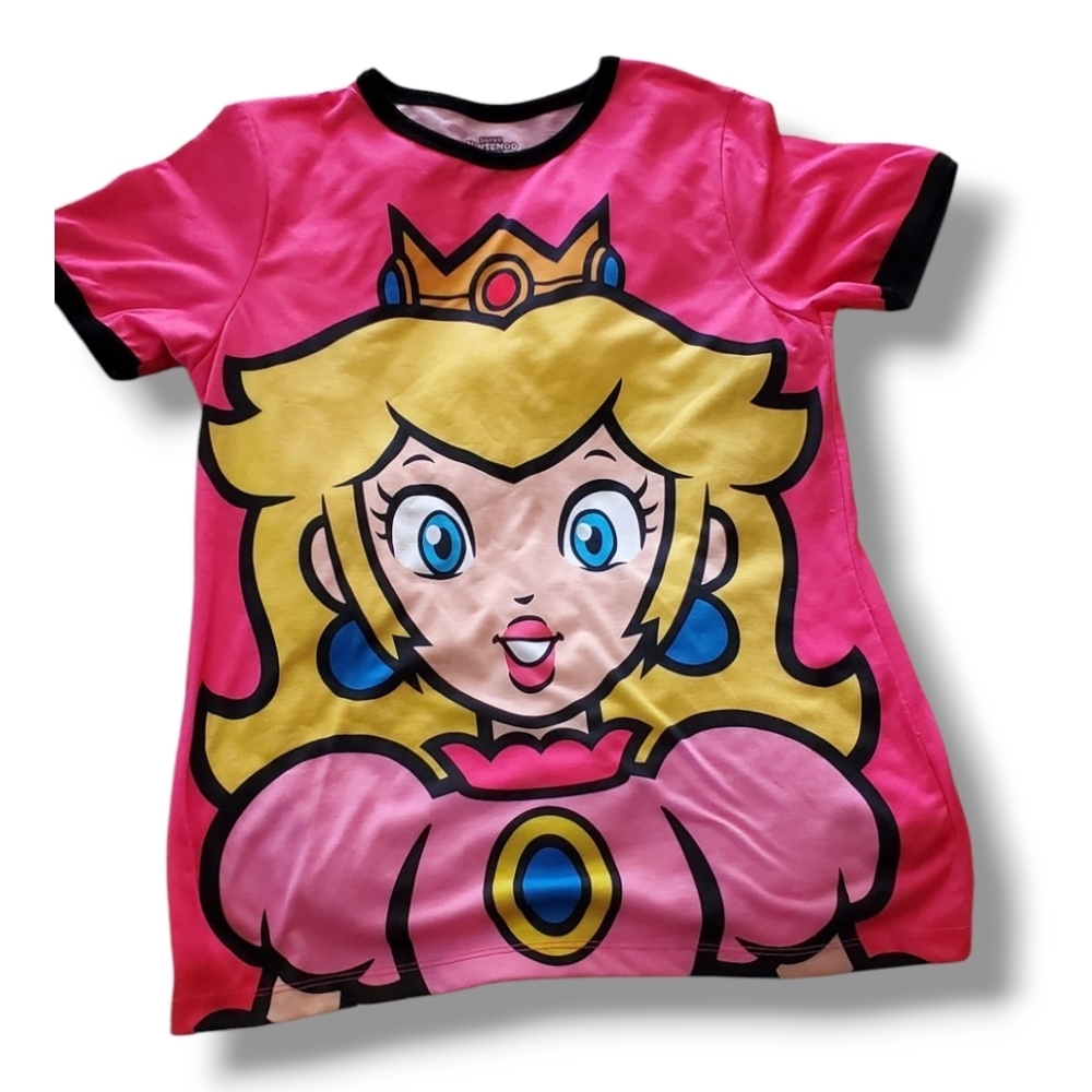 PRINCESS PEACH Mario Brothers SUPER NINTENDO WORLD™ Pink Girls Large NWOT tshirt - Picture 2 of 9